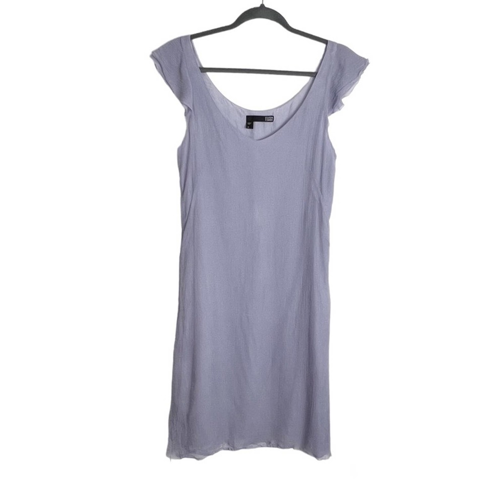 Eileen Fisher Silk Midi Dress Medium Lavender Purple